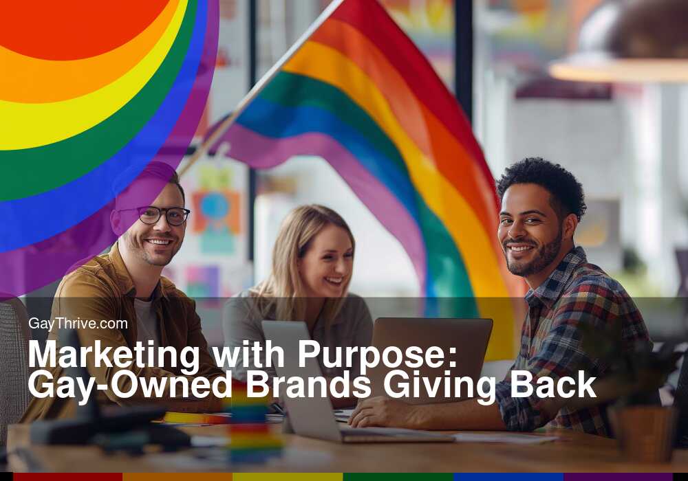 GayThrive banner for : Marketing with Purpose: Gay-Owned Brands Giving Back