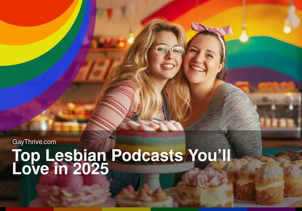 GayThrive banner for : Top Lesbian Podcasts You’ll Love in 2025