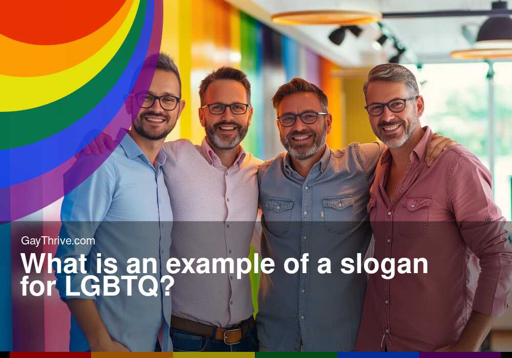 GayThrive banner for : What is an example of a slogan for LGBTQ?